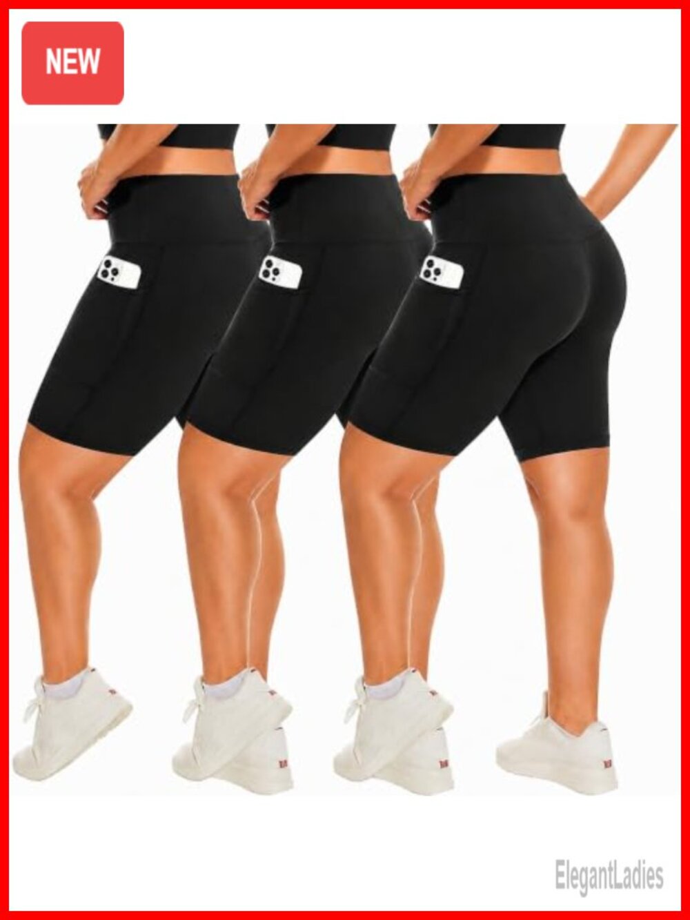 Women's Plus Size Biker Shorts 3 Pack High Waisted with Pockets Active Yoga